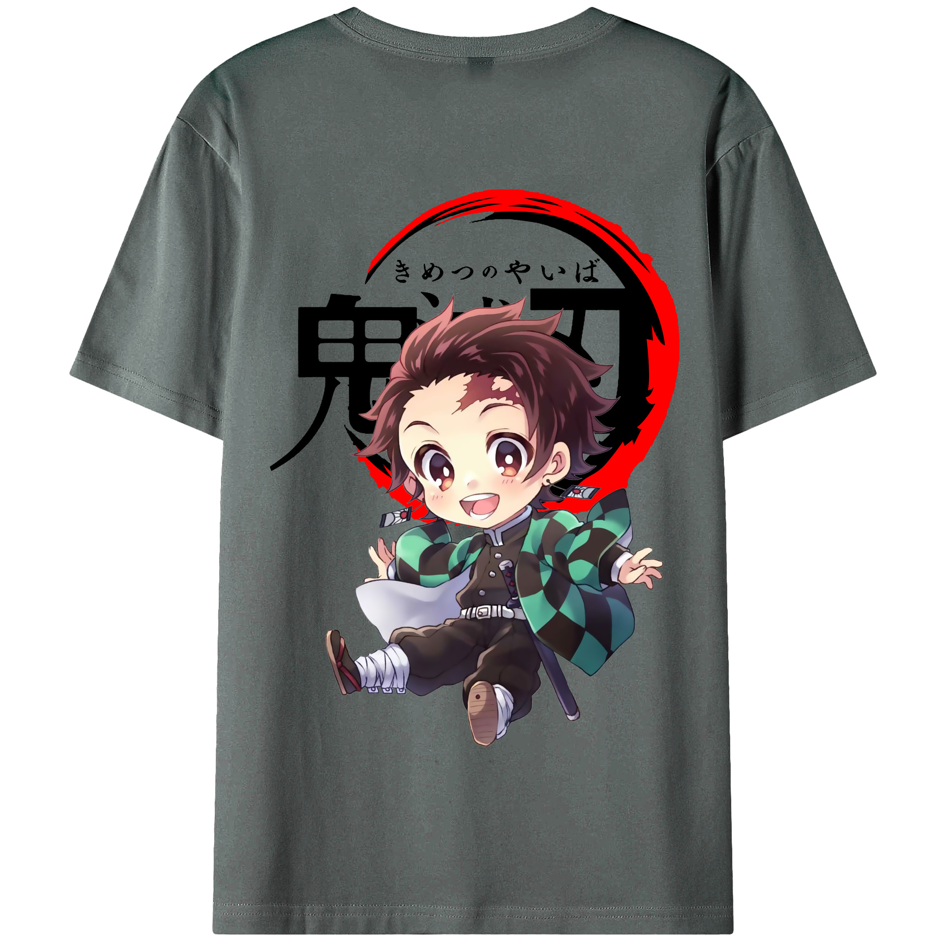 （画像用） 鬼滅の刃 竈門 炭治郎／かまど たんじろう Kamado Tanjirou 綿100％半袖Tシャツ（背面プリント）